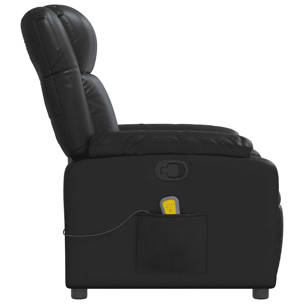 Poltrona de massagens reclinável couro artificial preto