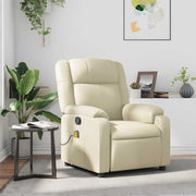 Poltrona de massagens reclinável couro artificial cor creme