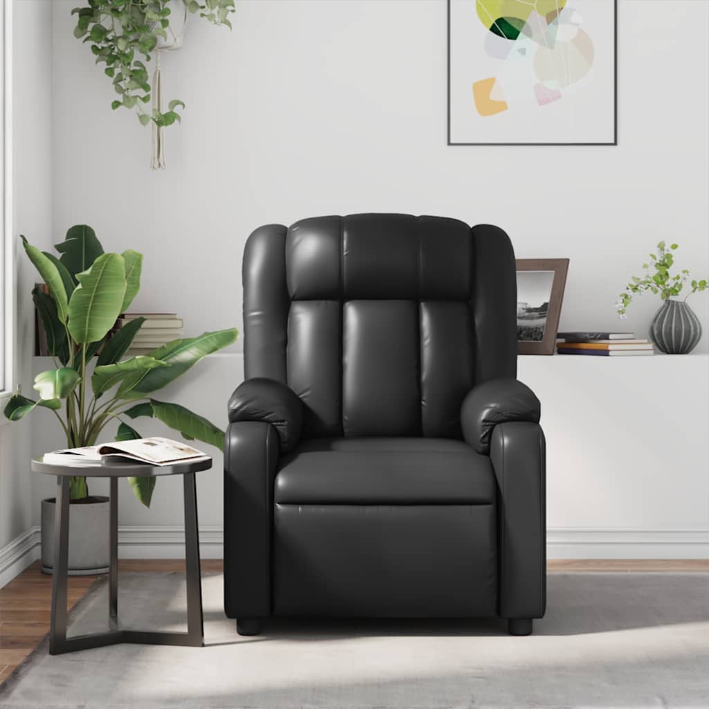 Poltrona de massagens reclinável couro artificial preto