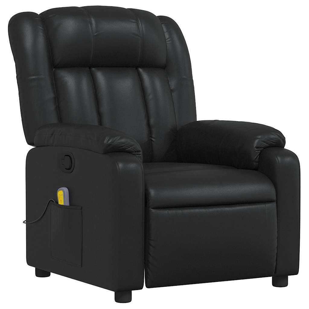 Poltrona de massagens reclinável couro artificial preto