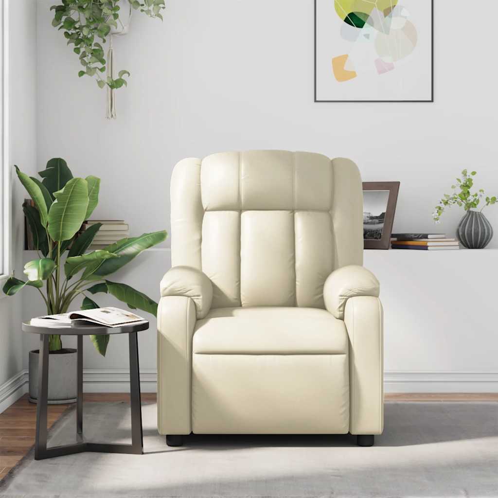 Poltrona de massagens reclinável couro artificial cor creme