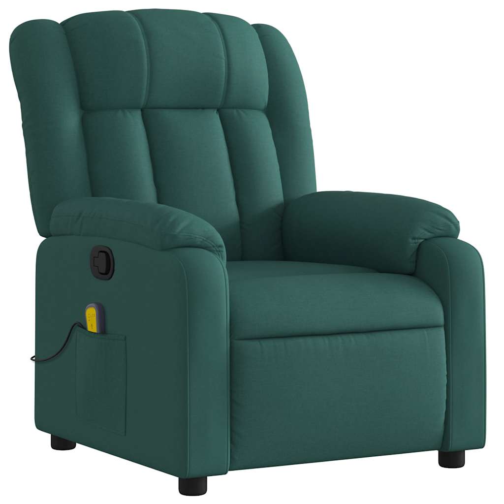Poltrona de massagens reclinável tecido verde-escuro