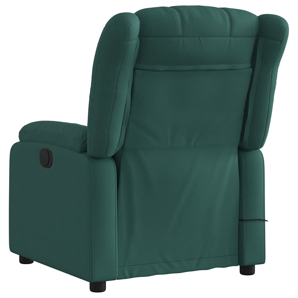 Poltrona de massagens reclinável tecido verde-escuro