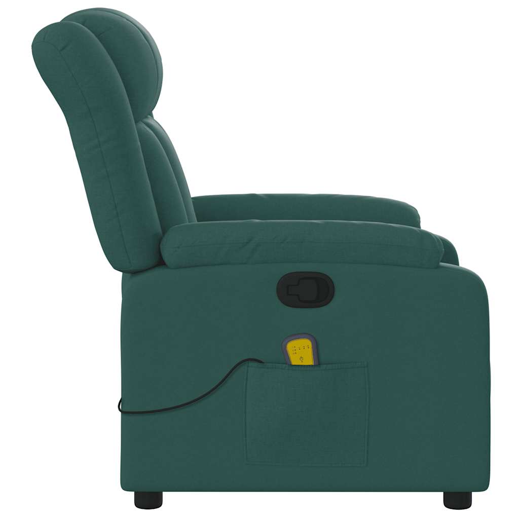 Poltrona de massagens reclinável tecido verde-escuro