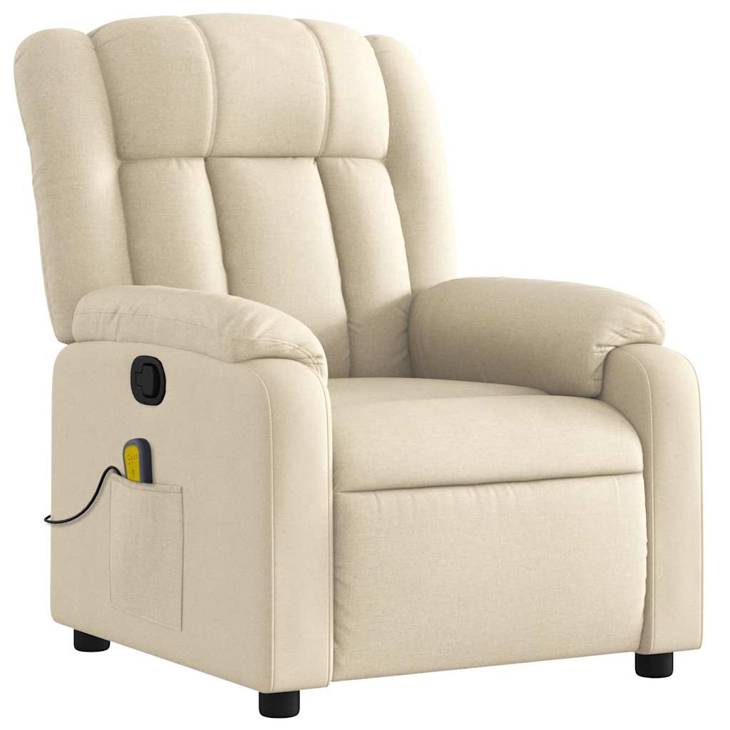 Poltrona de massagens reclinável tecido cor creme