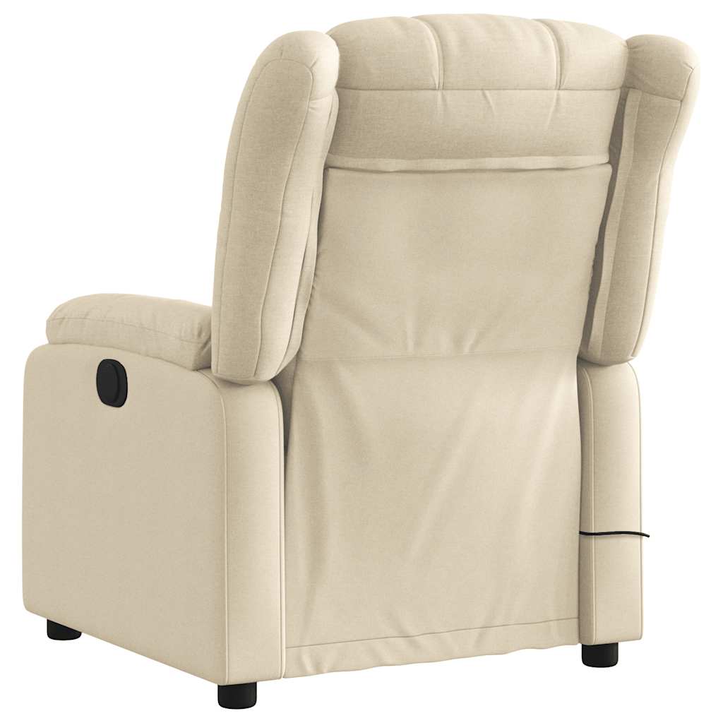 Poltrona de massagens reclinável tecido cor creme