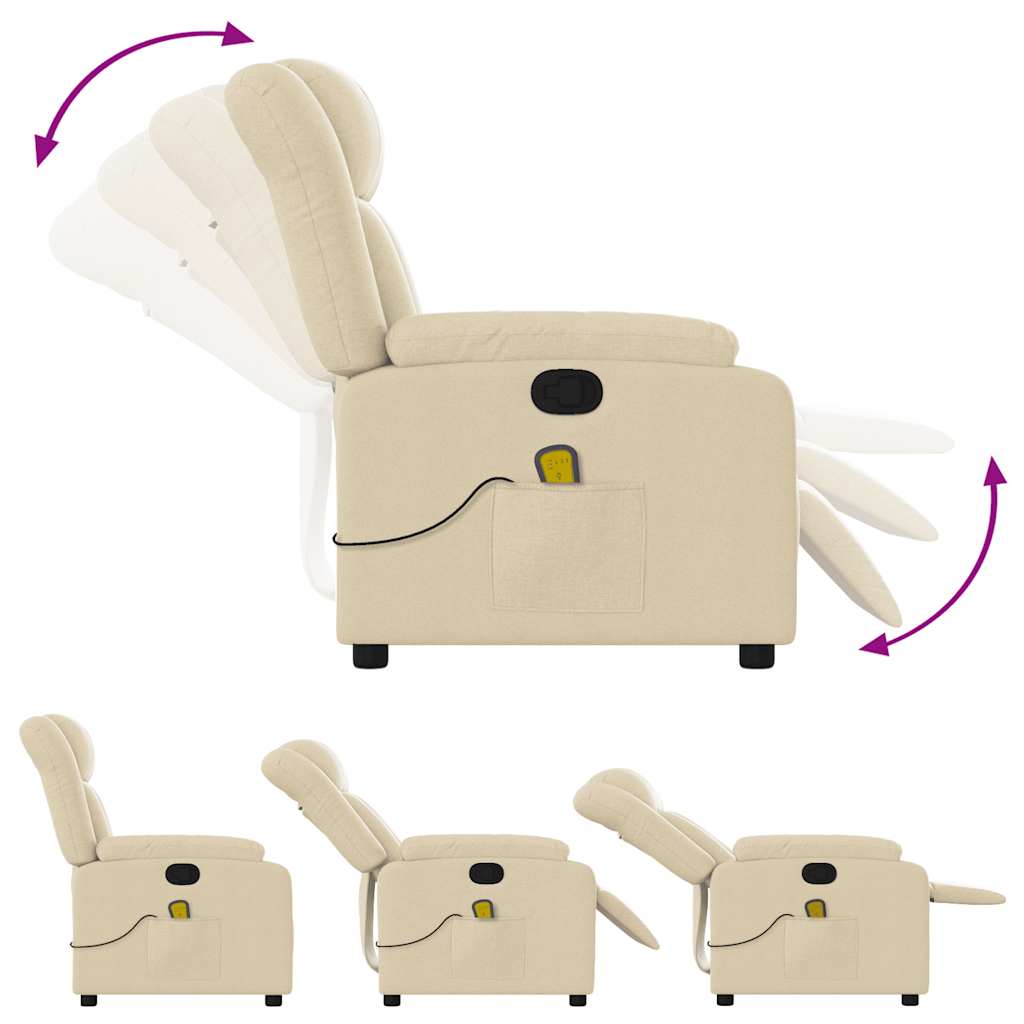 Poltrona de massagens reclinável tecido cor creme