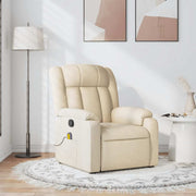 Poltrona de massagens reclinável tecido cor creme