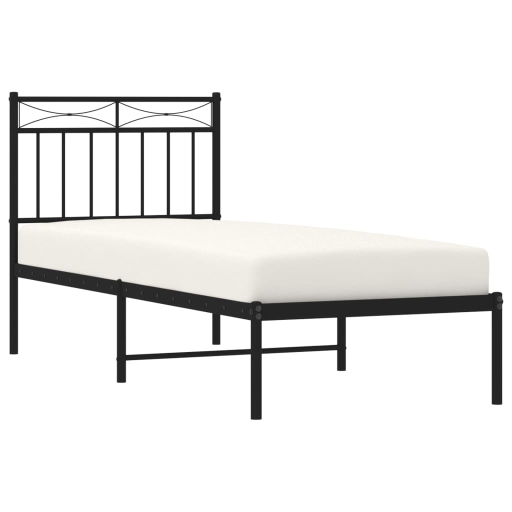 Estrutura de cama metal s/ colchão c/ cabeceira 75x190 cm preto