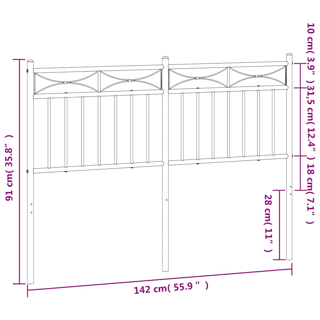 Cabeceira de cama 135 cm metal preto