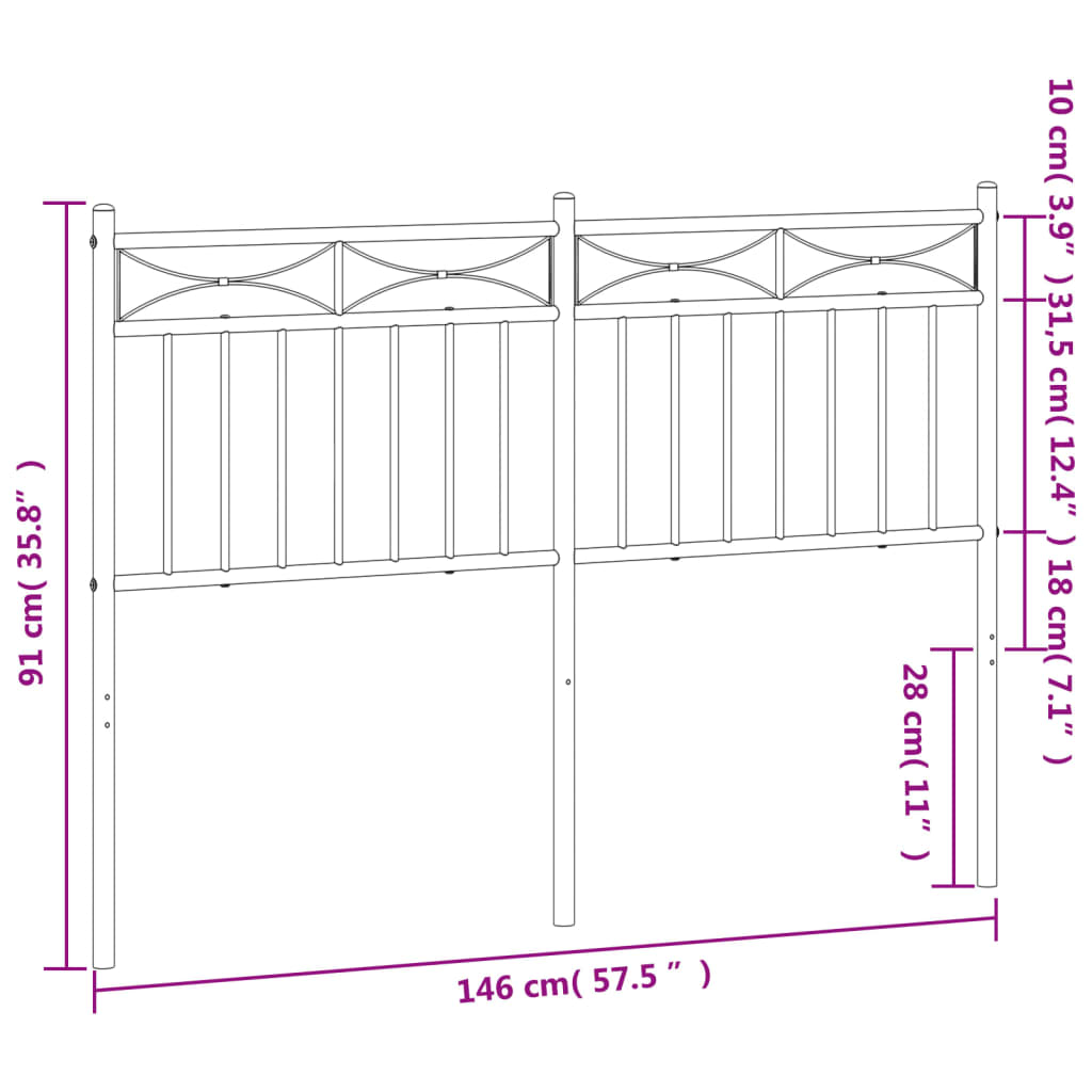 Cabeceira de cama 140 cm metal preto
