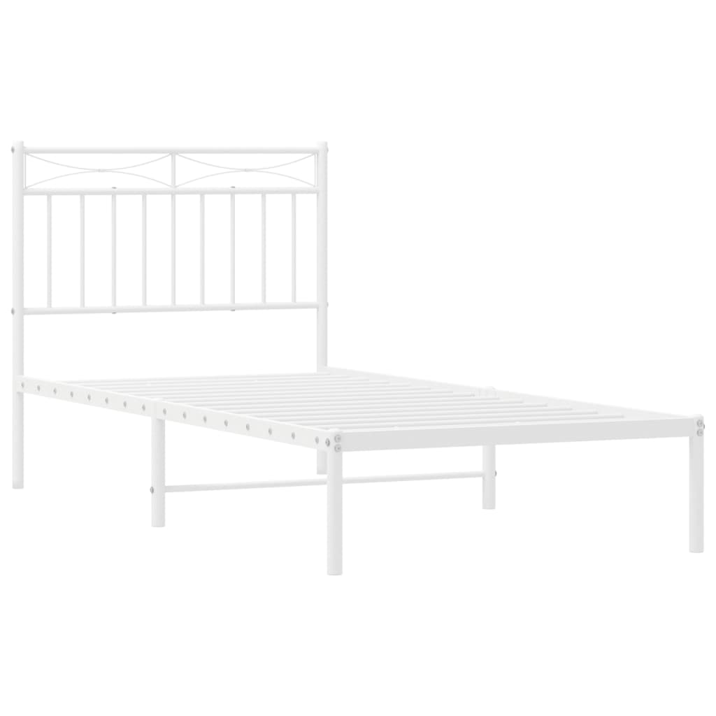 Estrutura de cama com cabeceira 90x190 cm metal branco