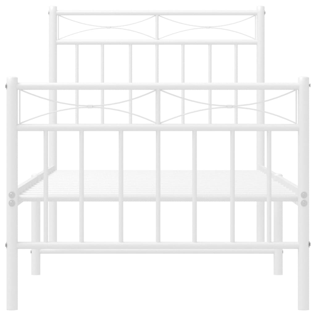Estrutura de cama com cabeceira e pés 75x190 cm metal branco