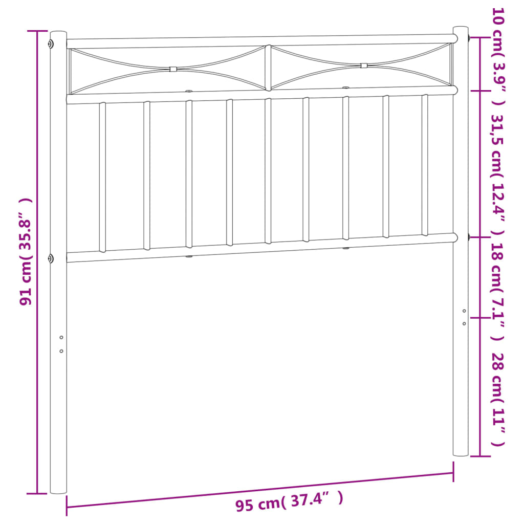 Cabeceira de cama 90 cm metal branco