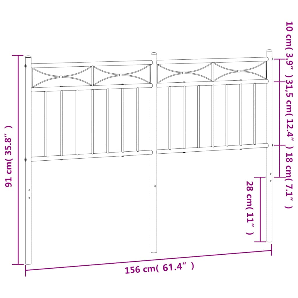 Cabeceira de cama 150 cm metal branco