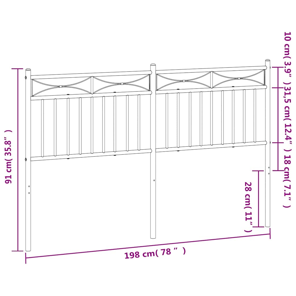 Cabeceira de cama 193 cm metal branco