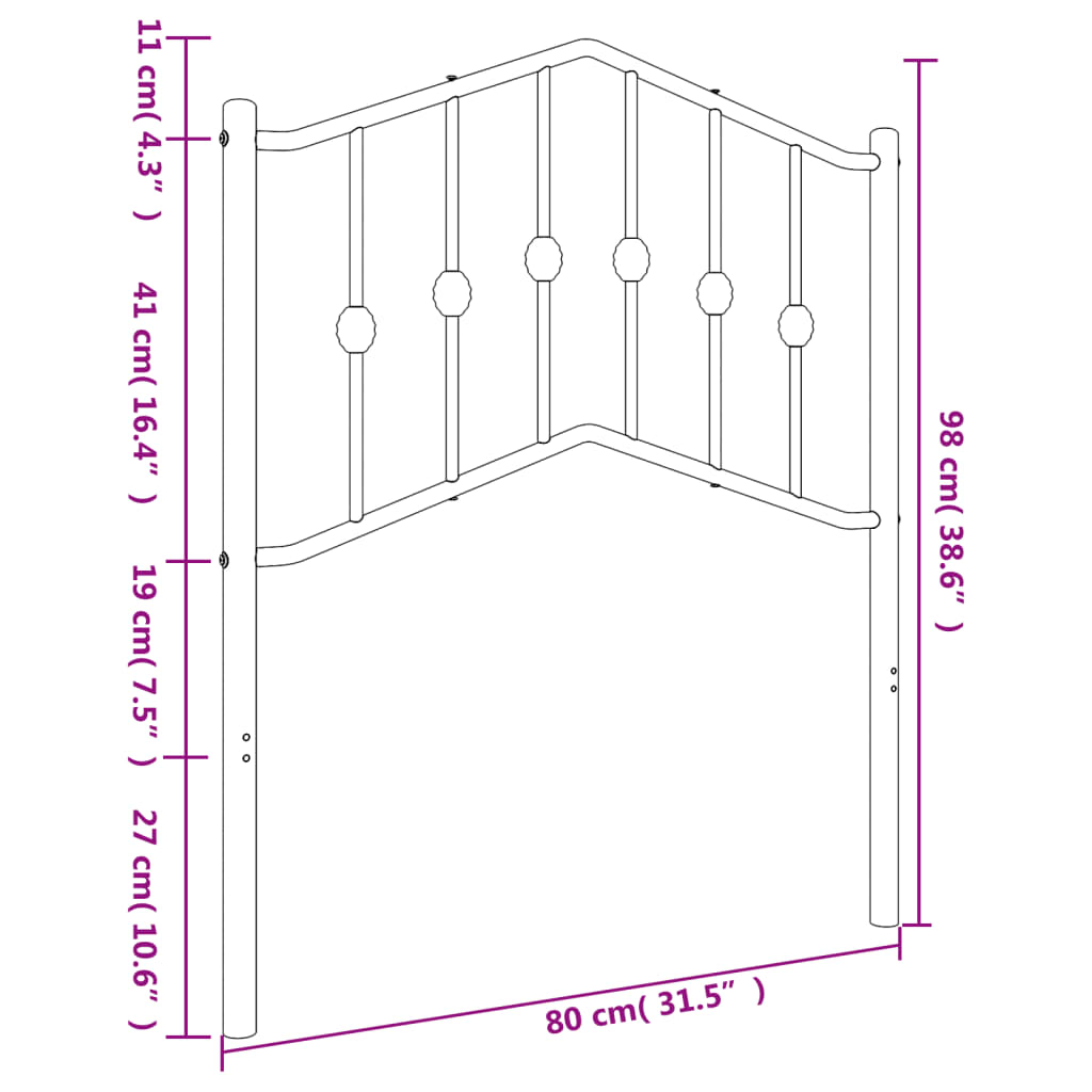 Cabeceira de cama 75 cm metal preto