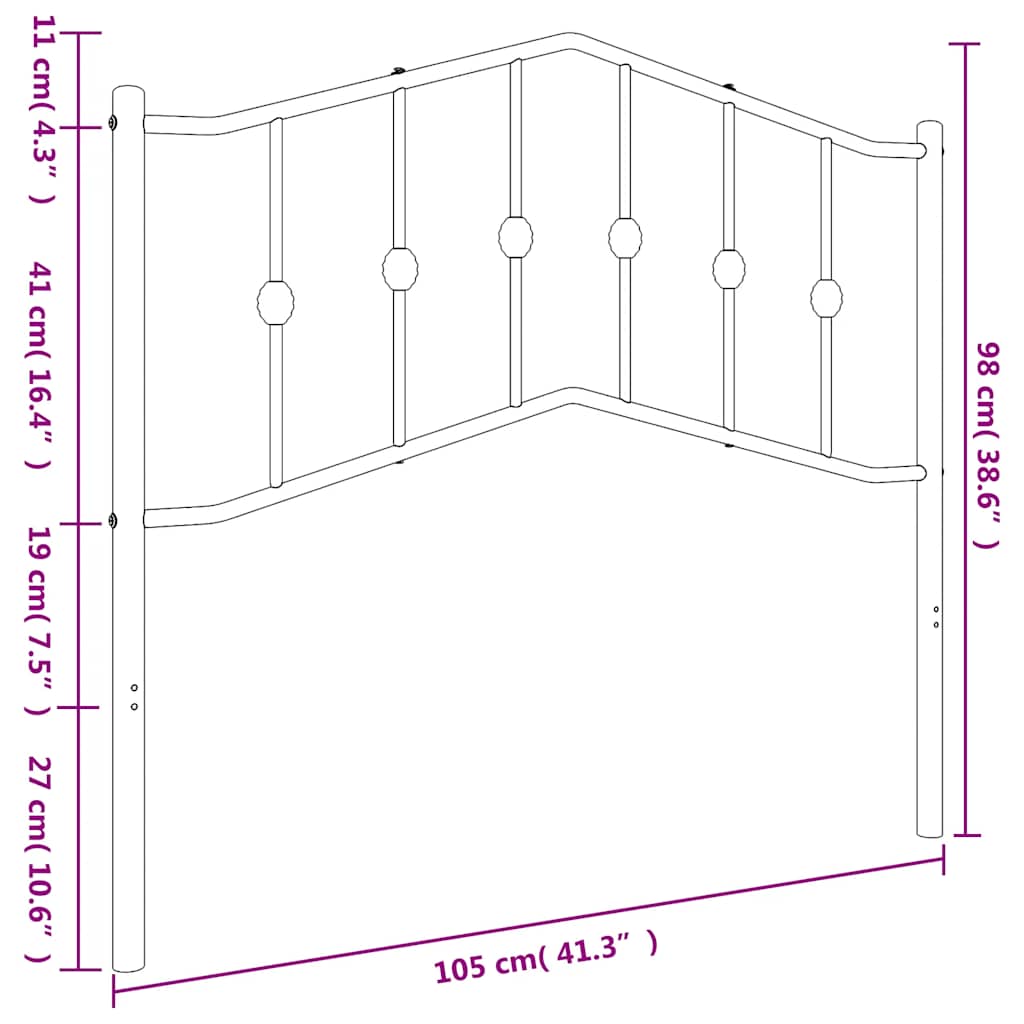 Cabeceira de cama 100 cm metal preto