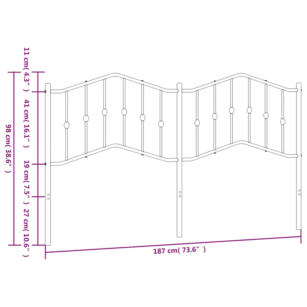 Cabeceira de cama 180 cm metal preto