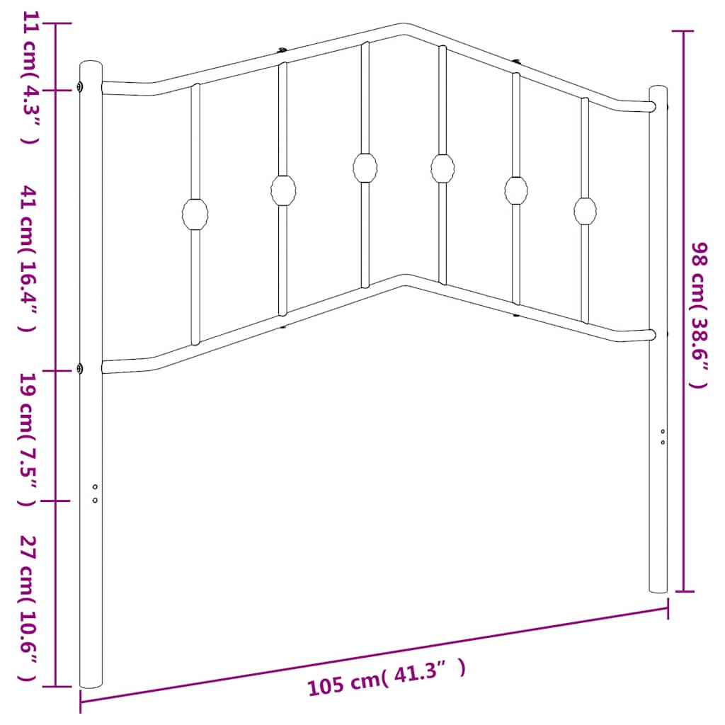 Cabeceira de cama 100 cm metal branco