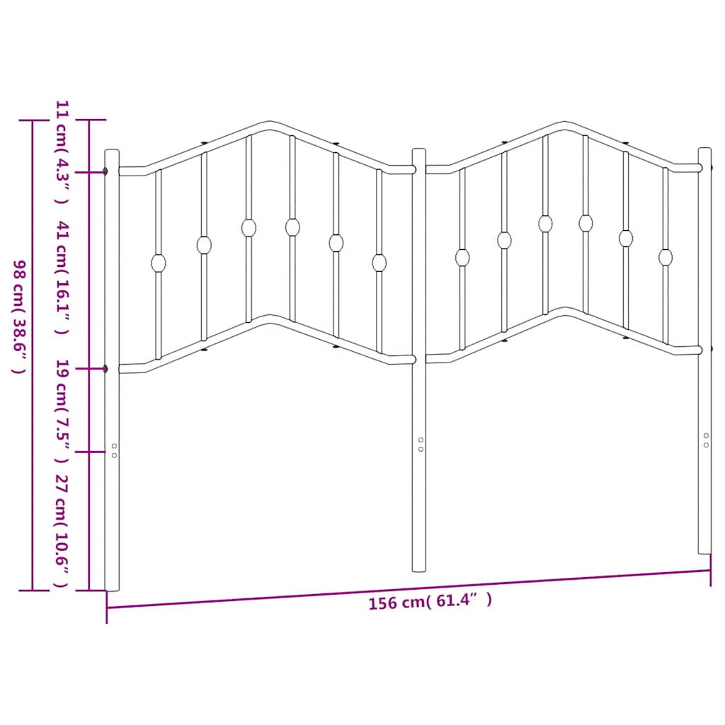 Cabeceira de cama 150 cm metal branco