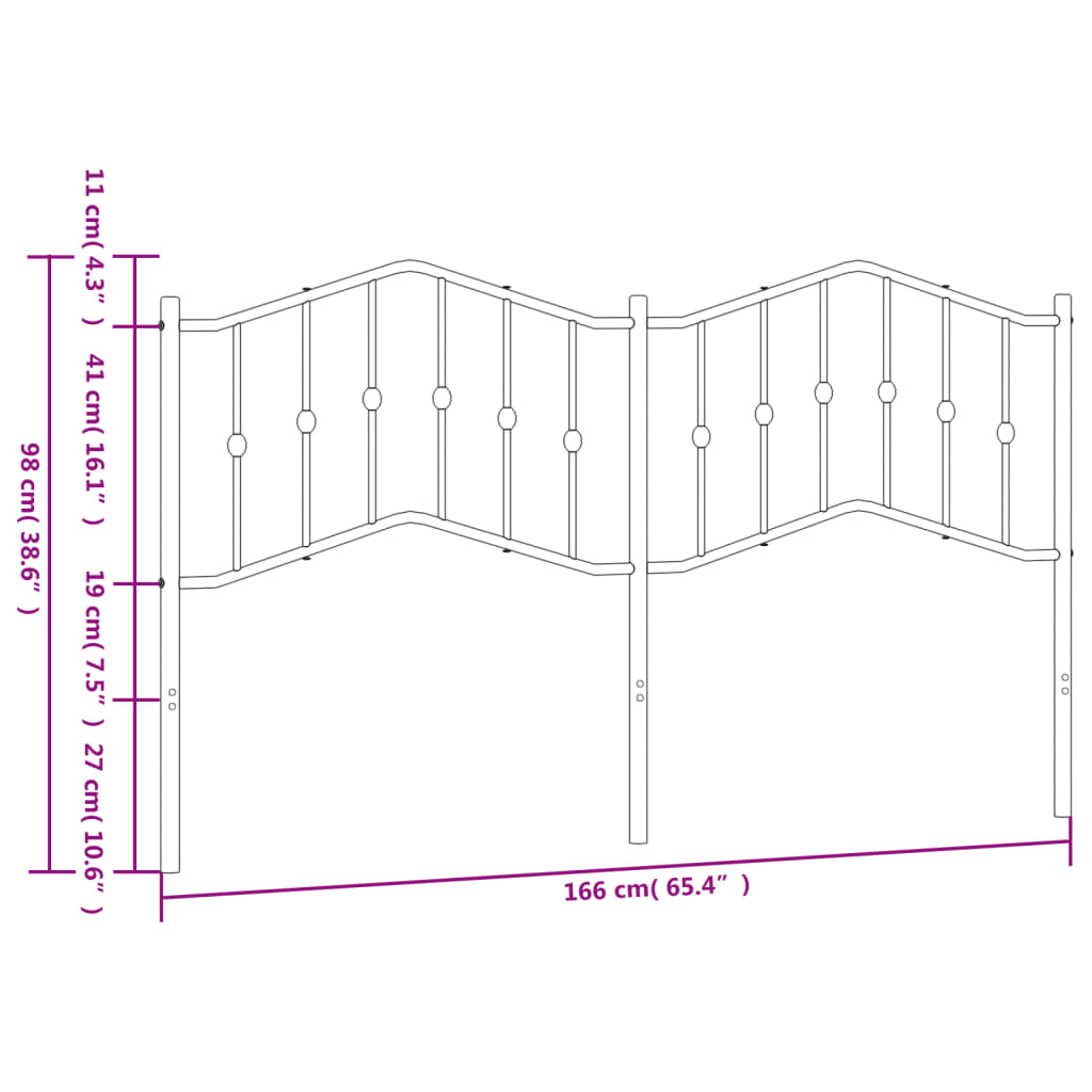 Cabeceira de cama 160 cm metal branco