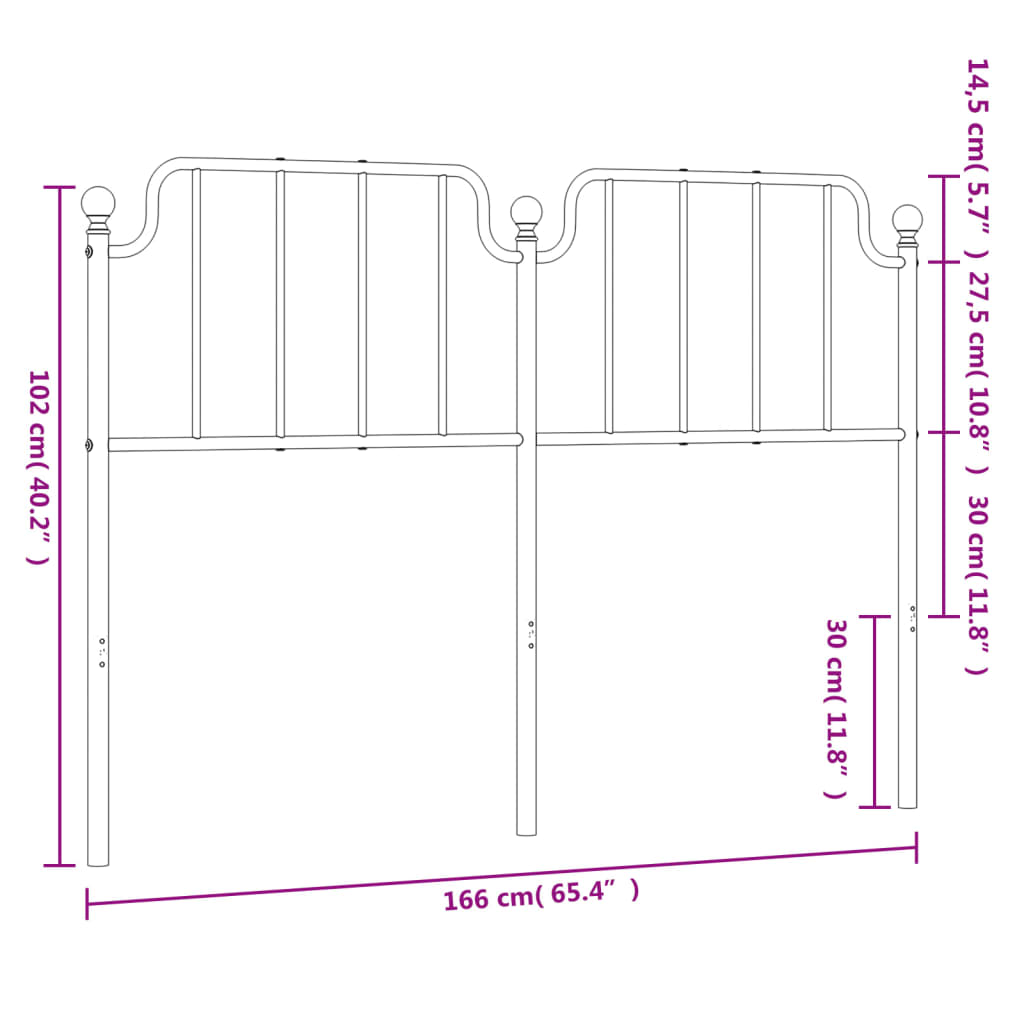 Cabeceira de cama 160 cm metal preto