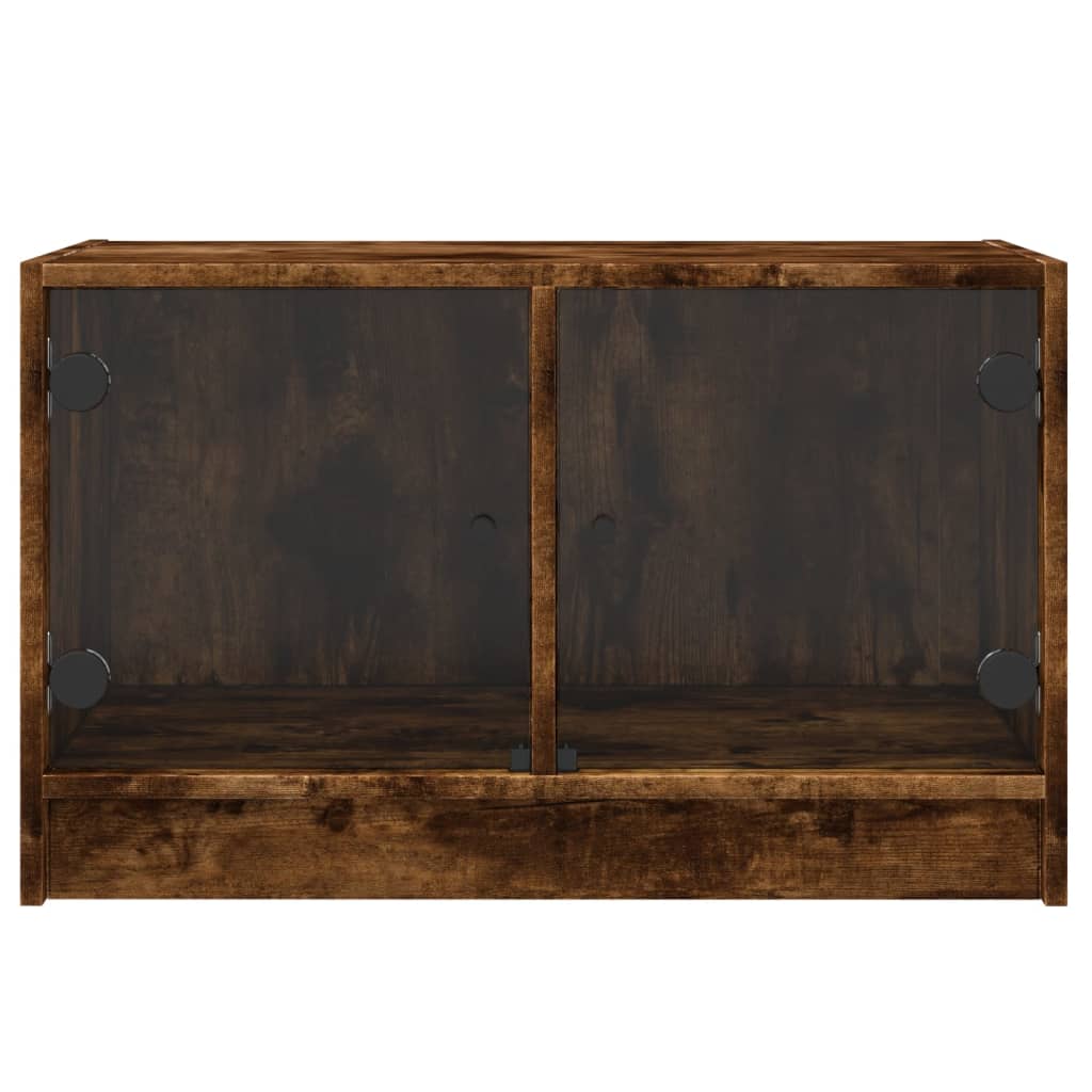 Móvel de TV c/ portas de vidro 68x37x42 cm carvalho fumado