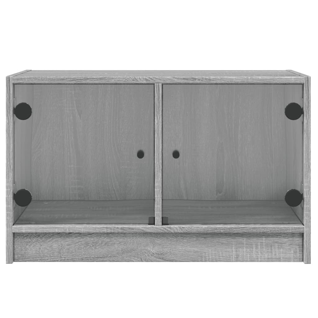 Móvel de TV c/ portas de vidro 68x37x42 cm cinza sonoma
