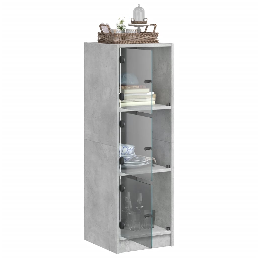 Aparador alto c/ portas de vidro 35x37x109 cm cinzento cimento