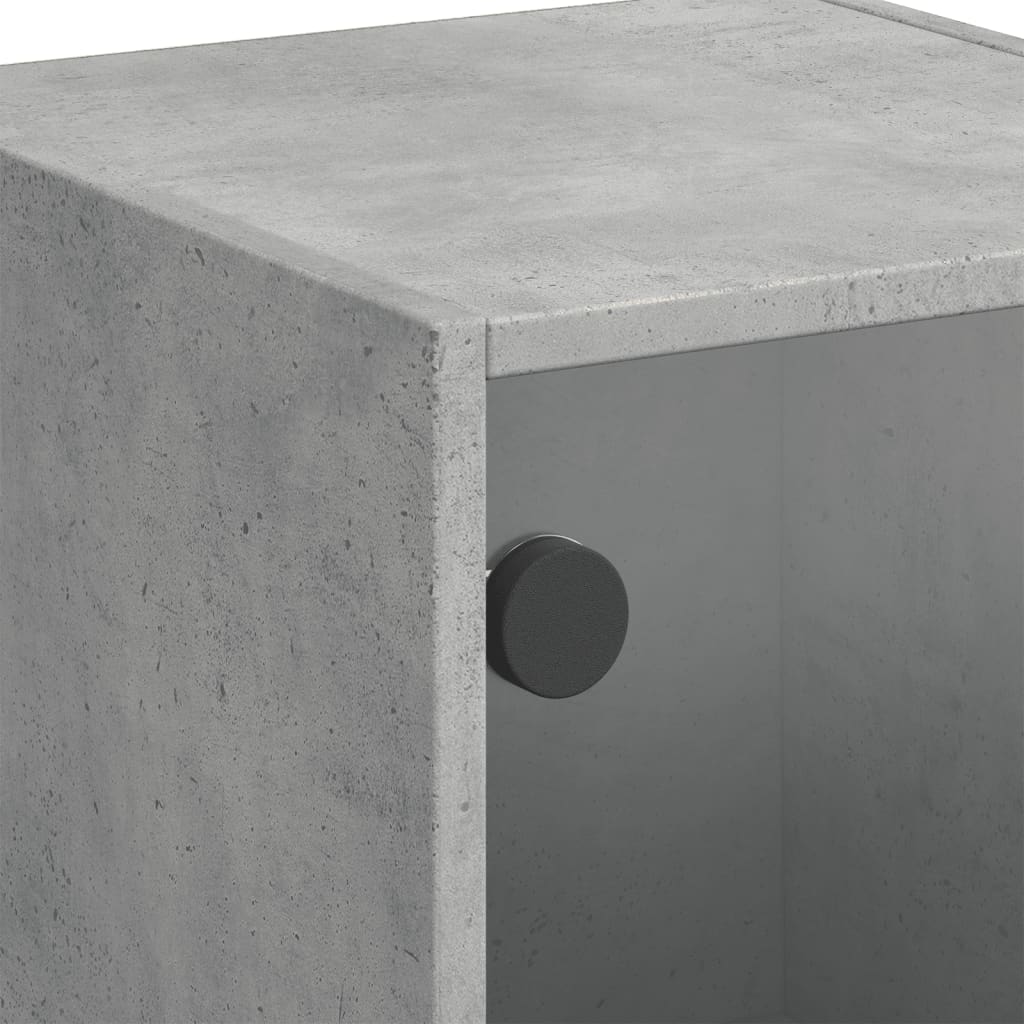 Aparador alto c/ portas de vidro 35x37x109 cm cinzento cimento