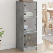 Aparador alto c/ portas de vidro 35x37x109 cm cinzento cimento