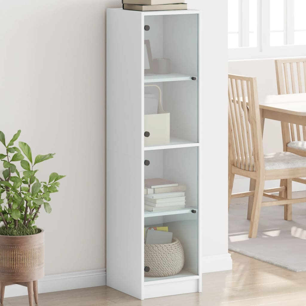 Aparador alto c/ portas de vidro 35x37x142 cm branco