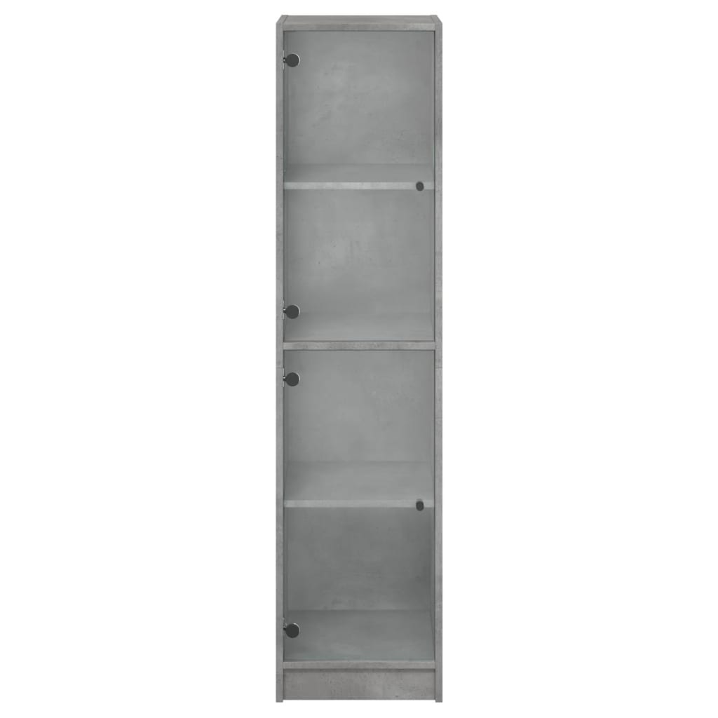 Aparador alto c/ portas de vidro 35x37x142 cm cinza cimento