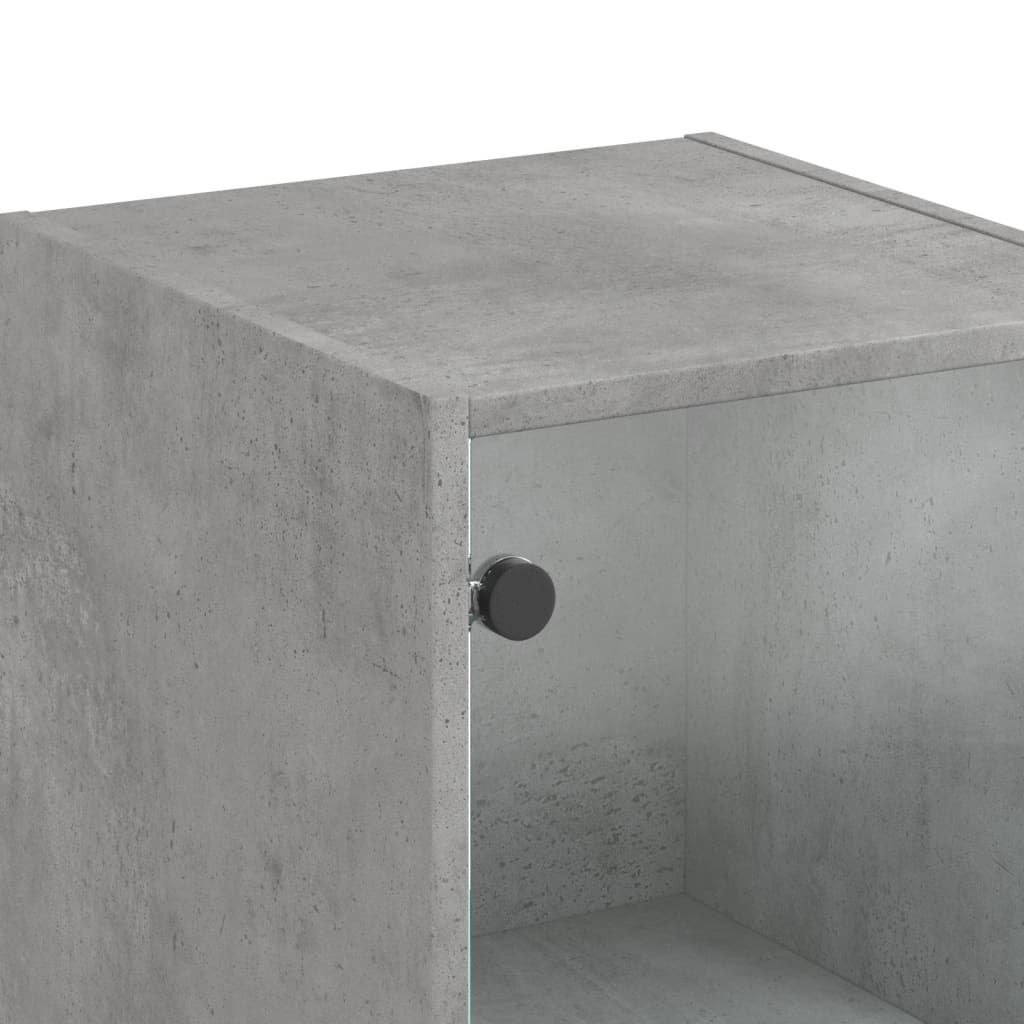 Aparador alto c/ portas de vidro 35x37x142 cm cinza cimento