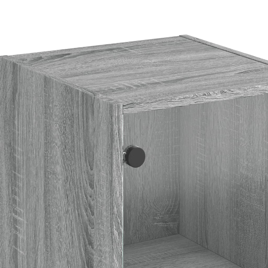 Aparador alto c/ portas de vidro 35x37x142 cm cinzento sonoma