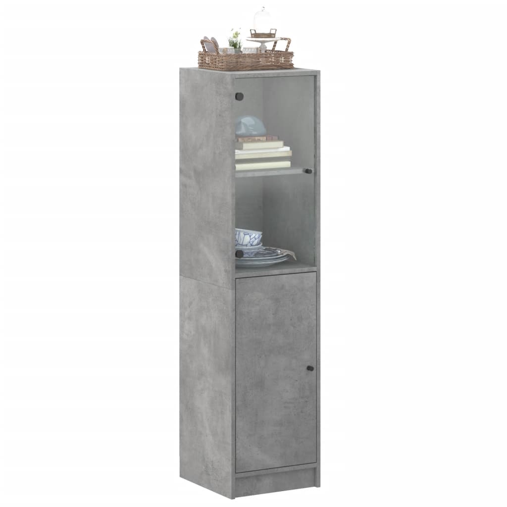 Aparador alto c/ porta de vidro 35x37x142 cm cinza cimento