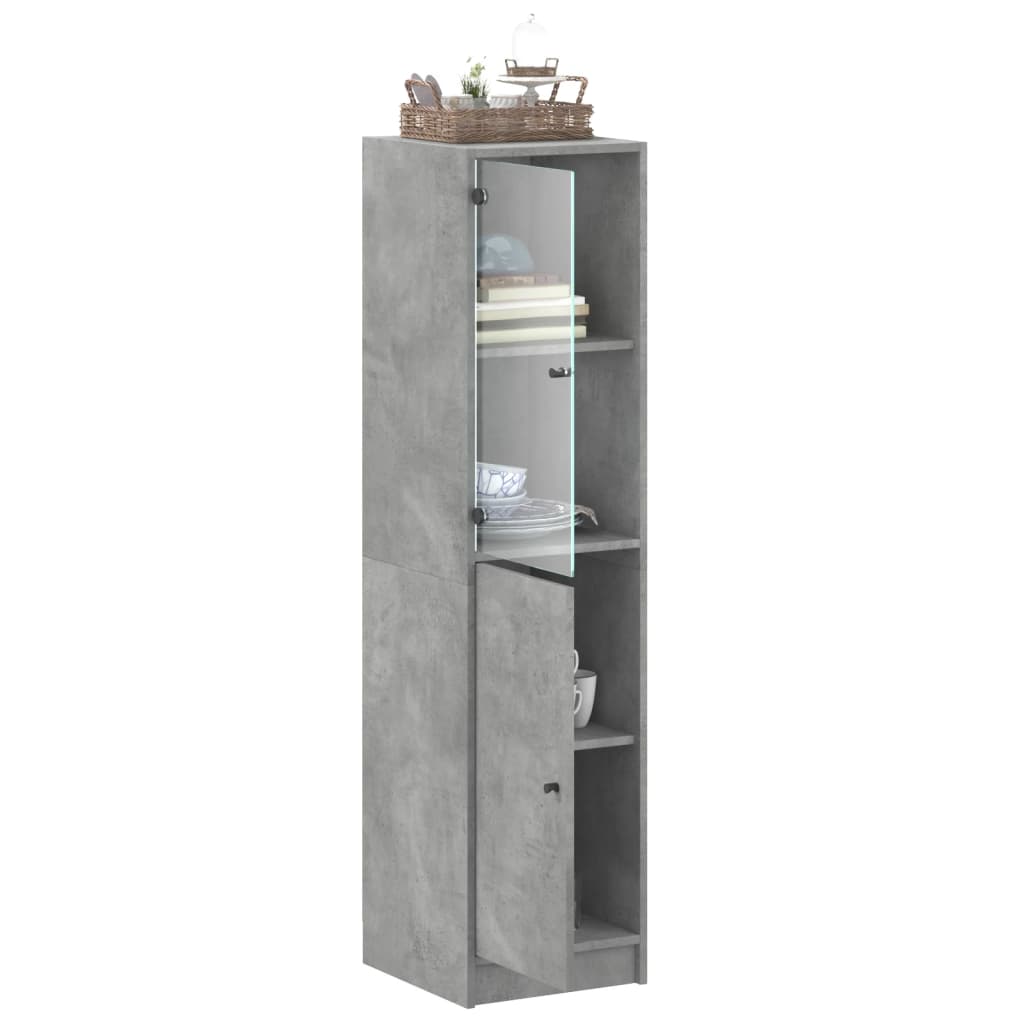 Aparador alto c/ porta de vidro 35x37x142 cm cinza cimento