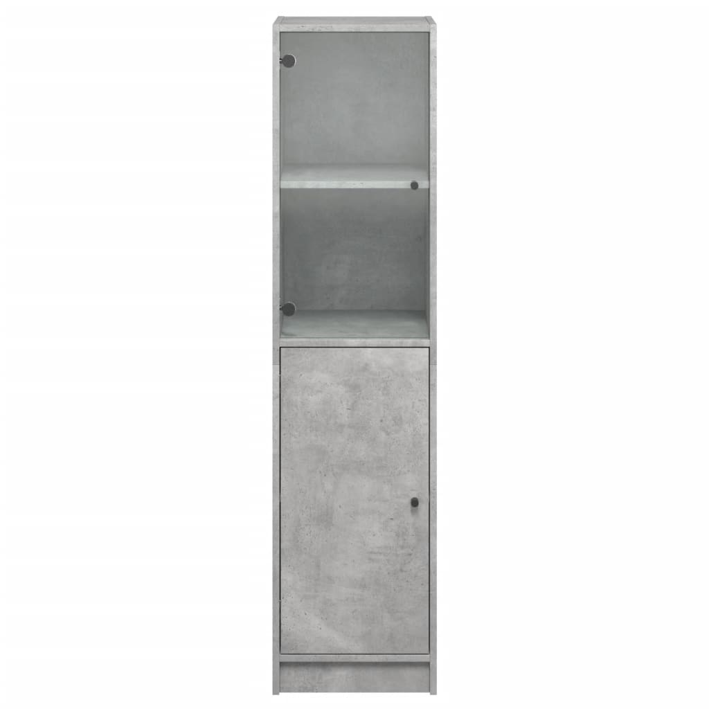 Aparador alto c/ porta de vidro 35x37x142 cm cinza cimento