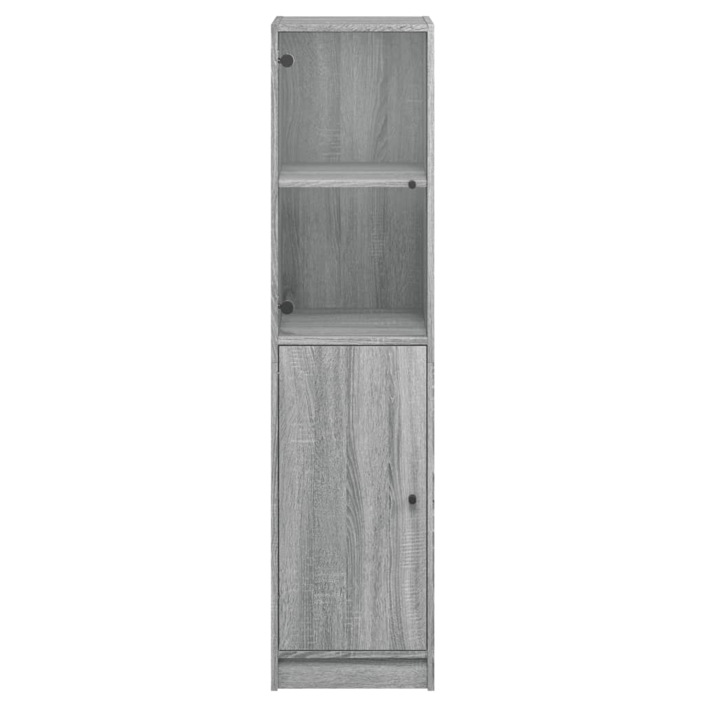 Aparador alto c/ porta de vidro 35x37x142 cm cinzento sonoma
