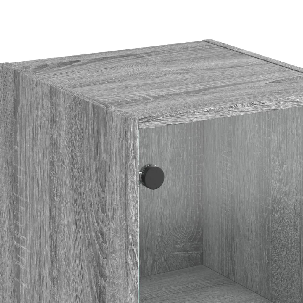 Aparador alto c/ porta de vidro 35x37x142 cm cinzento sonoma