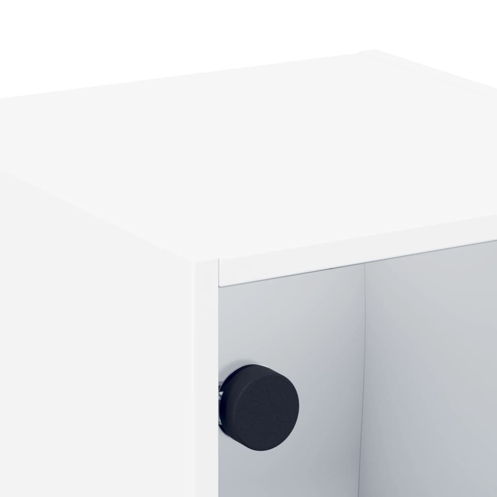 Mesas de cabeceira c/ portas de vidro 2 pcs 35x37x35 cm branco