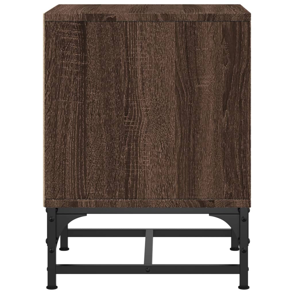 Mesas cabeceira portas vidro 2 pcs 35x37x50cm carvalho castanho