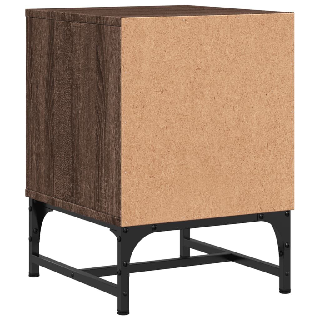 Mesas cabeceira portas vidro 2 pcs 35x37x50cm carvalho castanho