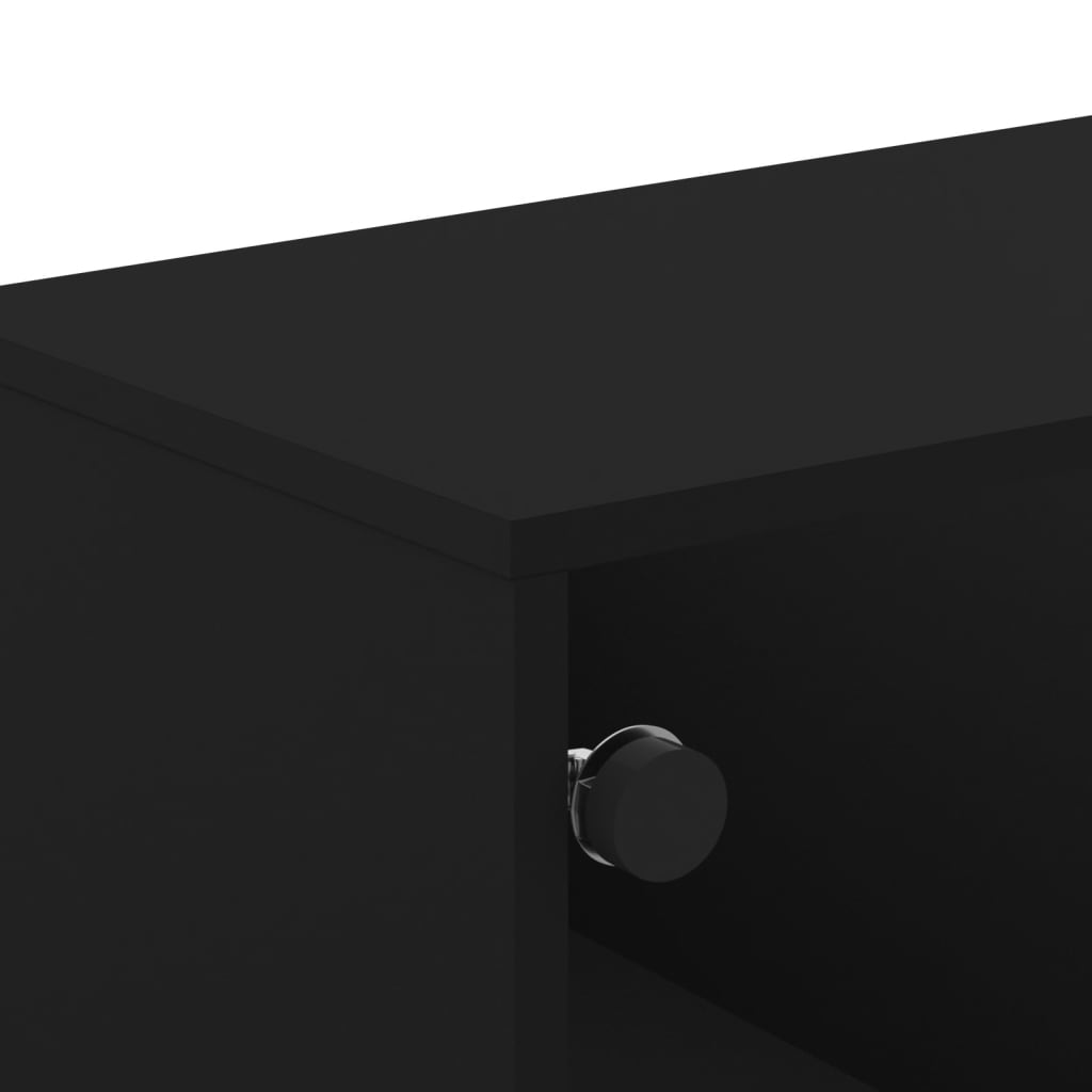 Móvel de TV c/ portas de vidro 102x37x50 cm preto