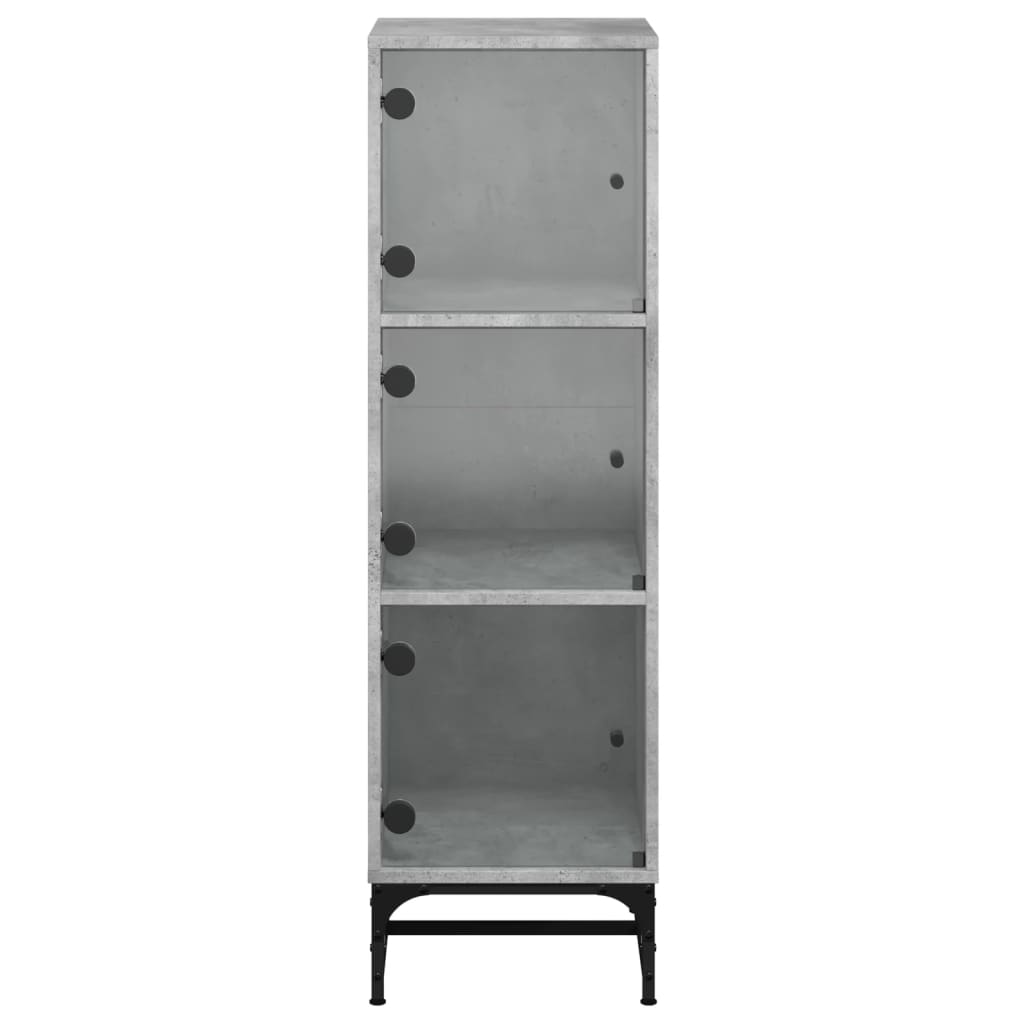 Aparador alto c/ portas de vidro 35x37x120 cm cinzento cimento