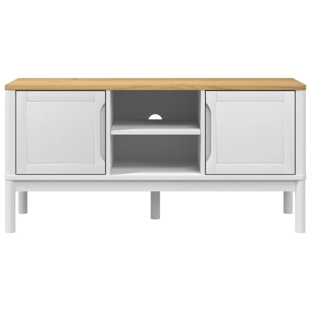 Móvel de TV FLORO 114x43x55 cm madeira de pinho maciça branco
