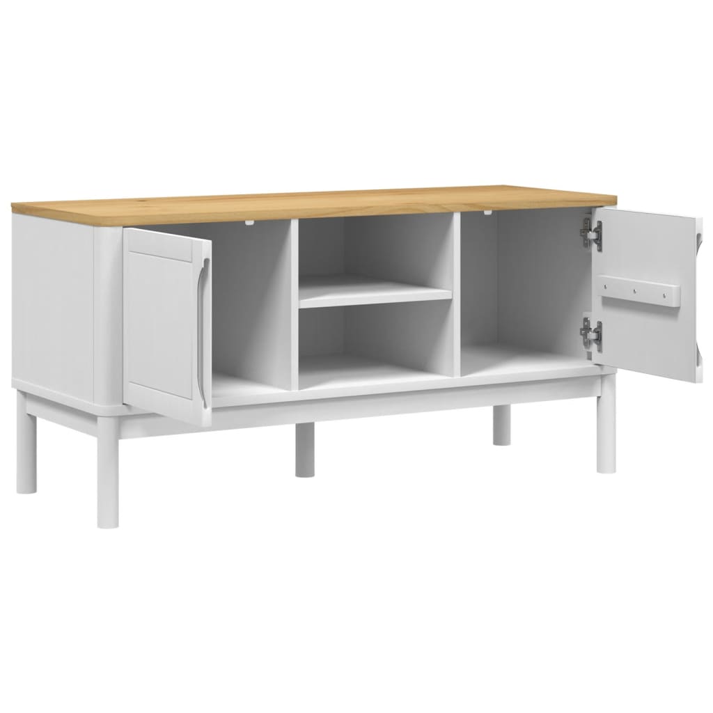 Móvel de TV FLORO 114x43x55 cm madeira de pinho maciça branco