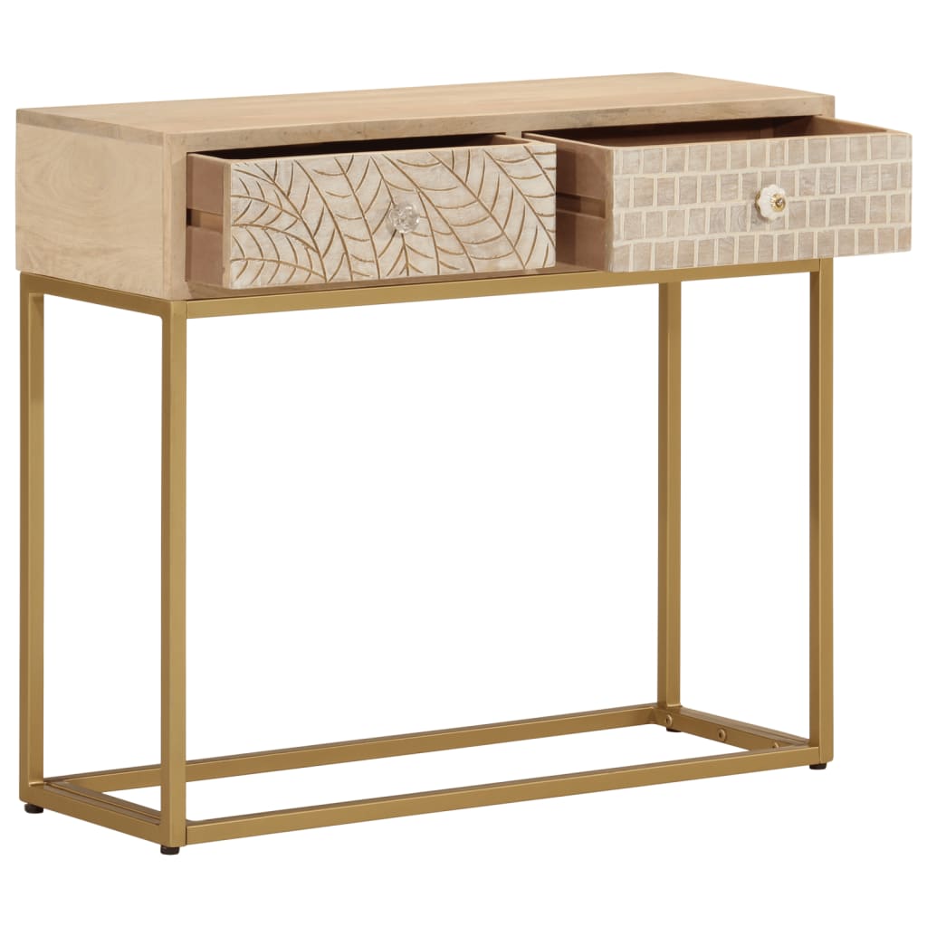 Mesa consola 90x30x76 cm madeira de mangueira maciça e ferro