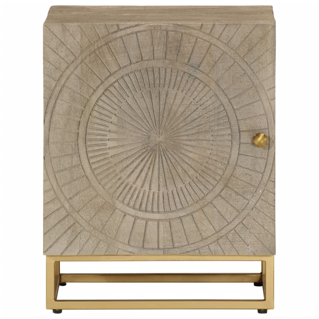 Mesa de cabeceira 40x30x50 cm madeira de mangueira maciça/ferro